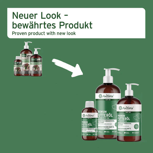 AniForte® Premium Futteröl – Omega-3 & 6 BARF-Öl für große Hunde | in 3 Größen erhältlich