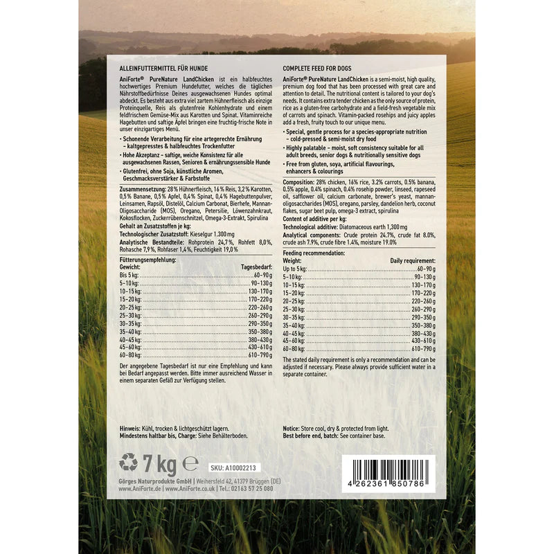 AniForte® Trockenfutter „LandChicken – Zartes Huhn mit Reis“ für große Hunde (2 kg / 12,5 kg)